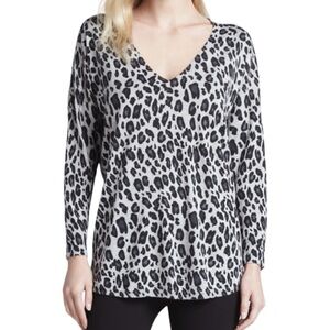 Joie Chyanna Leopard V Neck Long Sleeve Sweater Small